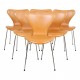 Set Arne Jacobsen Seven chairs in patinated cognac leather (6) 