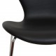 Arne Jacobsen Syver stol, 3107, nypolstret i sort Nevada anilin læder
