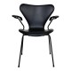 Arne Jacobsen Syver 3207 stol nypolstret i læder og med sort stel