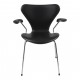 Arne Jacobsen syver armstol, 3207, nypolstret i sort classic læder
