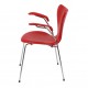 Arne Jacobsen Syver armstol, 3207, nypolstret i rødt classic læder