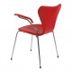 Arne Jacobsen Seven armchair, 3207, newly upholstered with red classic leather