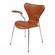 Arne Jacobsen Seven armchair, 3207 newly upholstered, walnut aniline leather
