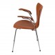 Arne Jacobsen Seven armchair, 3207 newly upholstered, walnut aniline leather