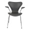 Arne Jacobsen Syver armstol, 3207, nypolstret i mørkegråt classic læder
