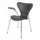 Arne Jacobsen Seven armchair, 3207, newly upholstered with dark grey classic leather