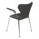 Arne Jacobsen Seven armchair, 3207, newly upholstered with dark grey classic leather