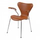 Arne Jacobsen Seven armchair, 3207 newly upholstered, classic cognac leather