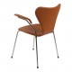 Arne Jacobsen Seven armchair, 3207 newly upholstered, classic cognac leather