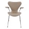 Arne Jacobsen Syver armstol, 3207, nypolstret i gråt classic læder