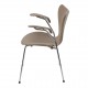 Arne Jacobsen Seven armchair, 3207, newly upholstered with grey classic leather