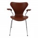 Arne Jacobsen Seven armchair, 3207, newly upholstered with mocha classic leather
