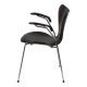 Arne Jacobsen Seven armchair, 3207, newly upholstered, black aniline leather