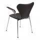 Arne Jacobsen Seven armchair, 3207, newly upholstered, black aniline leather