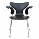 Arne Jacobsen Lily armchair 3208 newly upholstered in black aniline leather