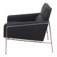 Arne Jacobsen Airport chair newly upholstered with black bison leather