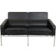 Arne Jacobsen 2.seater 3302 airport sofa in black leather