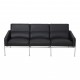 Arne Jacobsen 3pers Airport sofa, newly upholstered with black bison leather