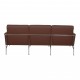 Arne Jacobsen 3 pers 3303 Airport sofa newly upholstered with mokka brown leather