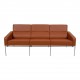 Arne Jacobsen 3 pers 3303 Airport sofa newly upholstered with walnut anilin leather