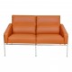 Arne Jacobsen 2pers Airport sofa newly upholstered with cognac bison leather