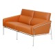 Arne Jacobsen 2pers Airport sofa newly upholstered with cognac bison leather