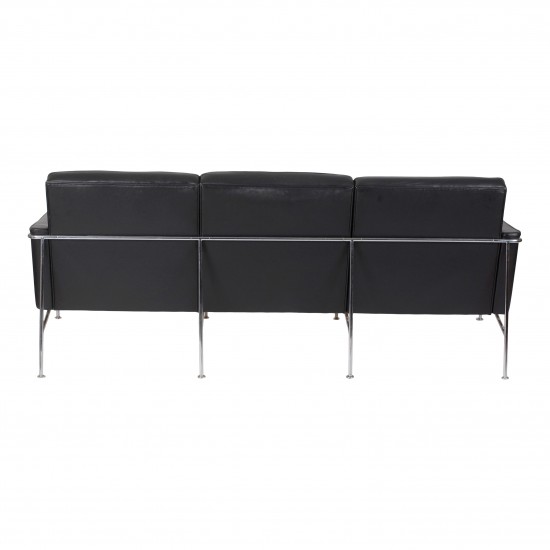 Arne Jacobsen 3pers Airport sofa, black patinated leather