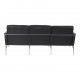 Arne Jacobsen 3pers Airport sofa, black patinated leather