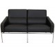 Arne Jacobsen 3302 2.seater airport sofa in black leather