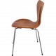 Set of four Arne Jacobsen Seven chairs in patinated cognac leather