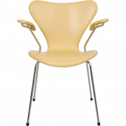 Arne Jacobsen Seven armchair reupholstered in yellow Paloma leather