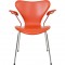 Arne Jacobsen Seven armchair reupholstered in orange Paloma leather