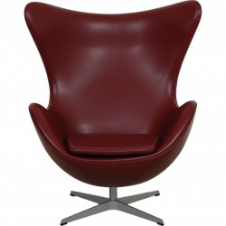 Arne Jacobsen Egg Chair reupholstered in Oxblood classic leather
