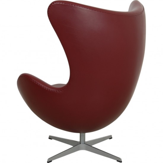 Arne Jacobsen Egg Chair reupholstered in Oxblood classic leather