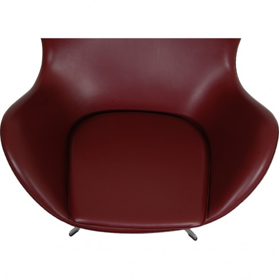 Arne Jacobsen Egg Chair reupholstered in Oxblood classic leather