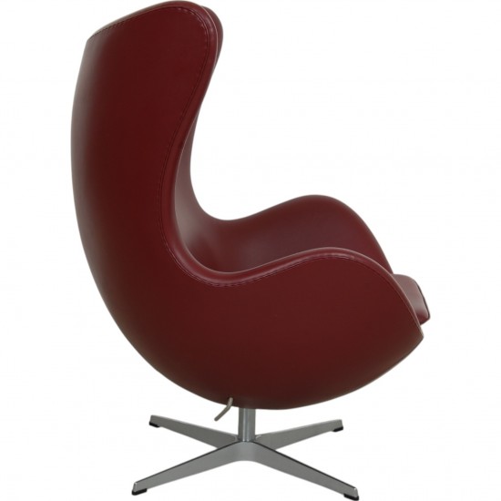 Arne Jacobsen Egg Chair reupholstered in Oxblood classic leather