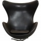 Arne Jacobsen Egg chair in patinated black anilin leather