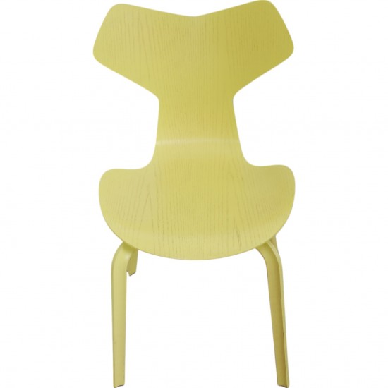 Set of 6 Yellow Arne Jacobsen Grandprix chairs