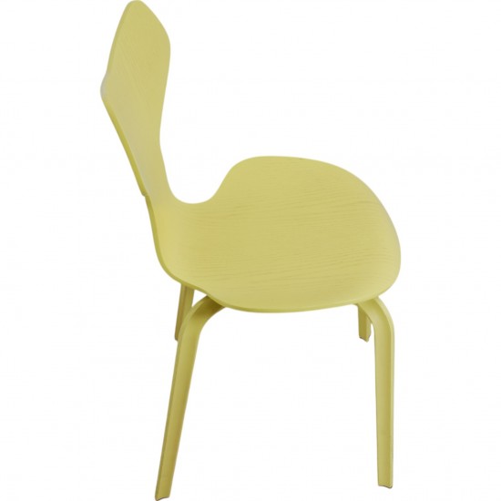 Set of 6 Yellow Arne Jacobsen Grandprix chairs