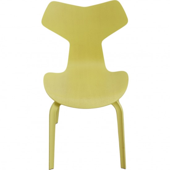 Set of 6 Yellow Arne Jacobsen Grandprix chairs