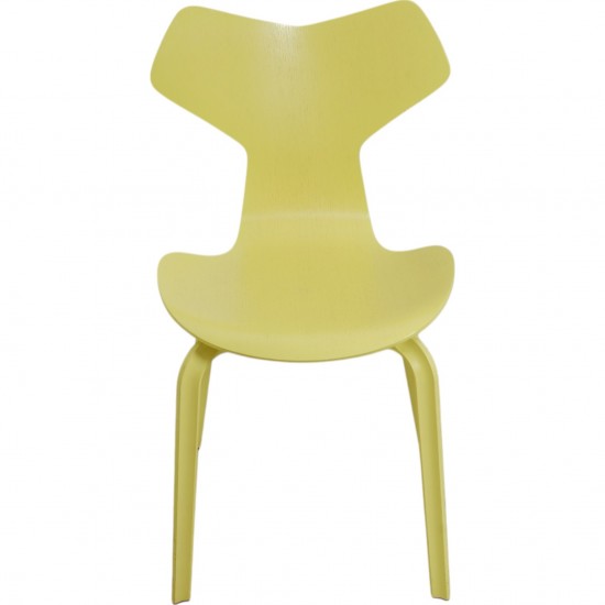 Set of 6 Yellow Arne Jacobsen Grandprix chairs