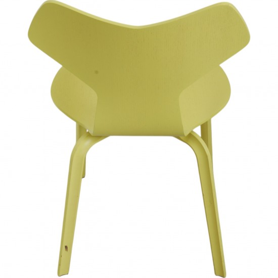 Set of 6 Yellow Arne Jacobsen Grandprix chairs