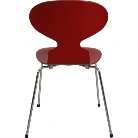 Set of six red Arne Jacobsen Ant chairs