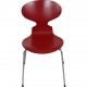 Set of six red Arne Jacobsen Ant chairs