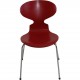 Set of six red Arne Jacobsen Ant chairs