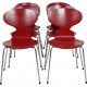 Set of six red Arne Jacobsen Ant chairs
