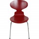 Set of six red Arne Jacobsen Ant chairs