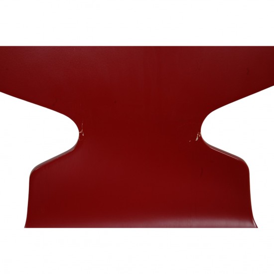 Set of six red Arne Jacobsen Ant chairs