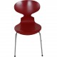 Set of six red Arne Jacobsen Ant chairs
