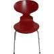 Set of six red Arne Jacobsen Ant chairs